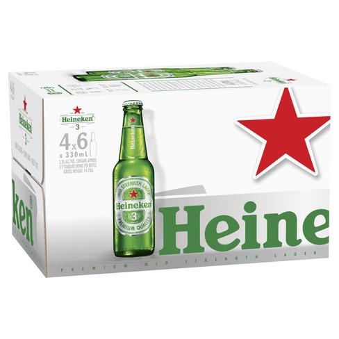 Heineken 3 Mid 330ml - Porters Liquor North Narrabeen