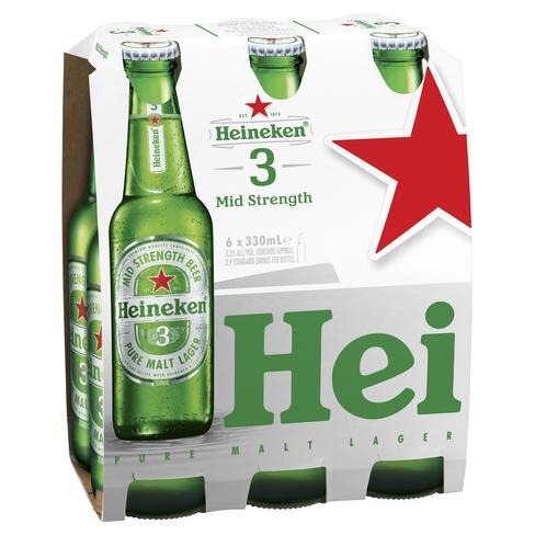 Heineken 3 Mid 330ml - Porters Liquor North Narrabeen